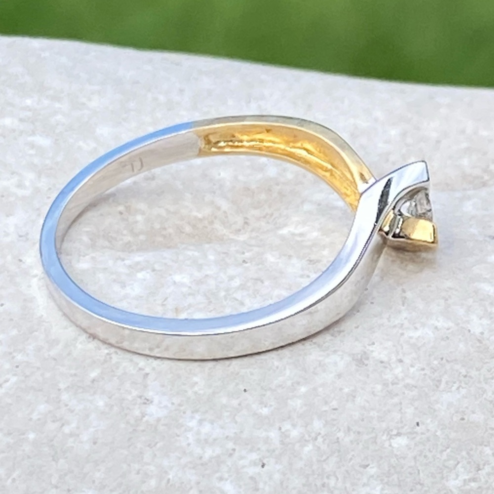 10k Gold Diamond Solitaire Ring Solid Two Tone 10… - image 5